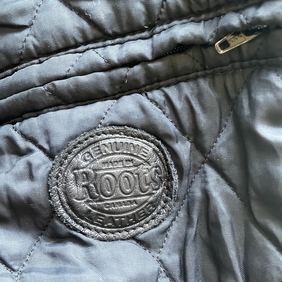 Roots Navy Leather Embroidered USA Vest - Picture 9 of 11